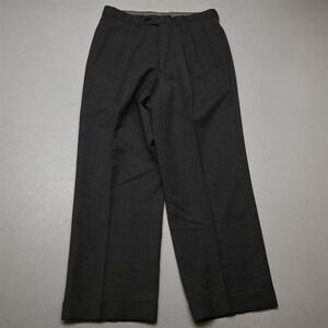 Vtg Italy 28x26 Gray Super 100s Merino Wool Pleated Cuffed High Waist Pants